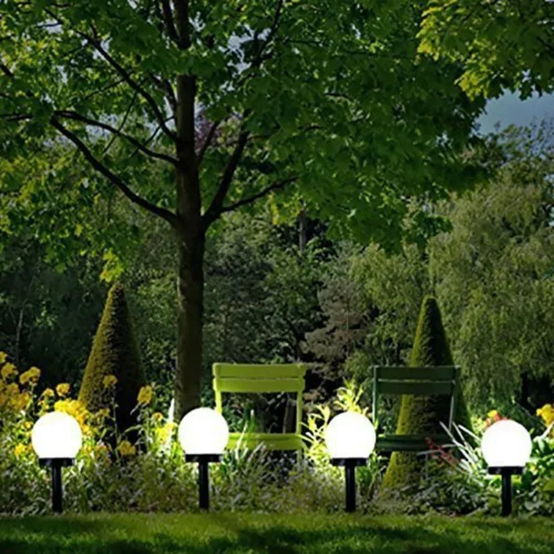 Imagem -02 - Luz de Bulbo Redonda Impermeável ao ar Livre Jardim Led Landscape Villa Lawn Lâmpada de Chão Luz Solar Decorativa Pacote Pacotes