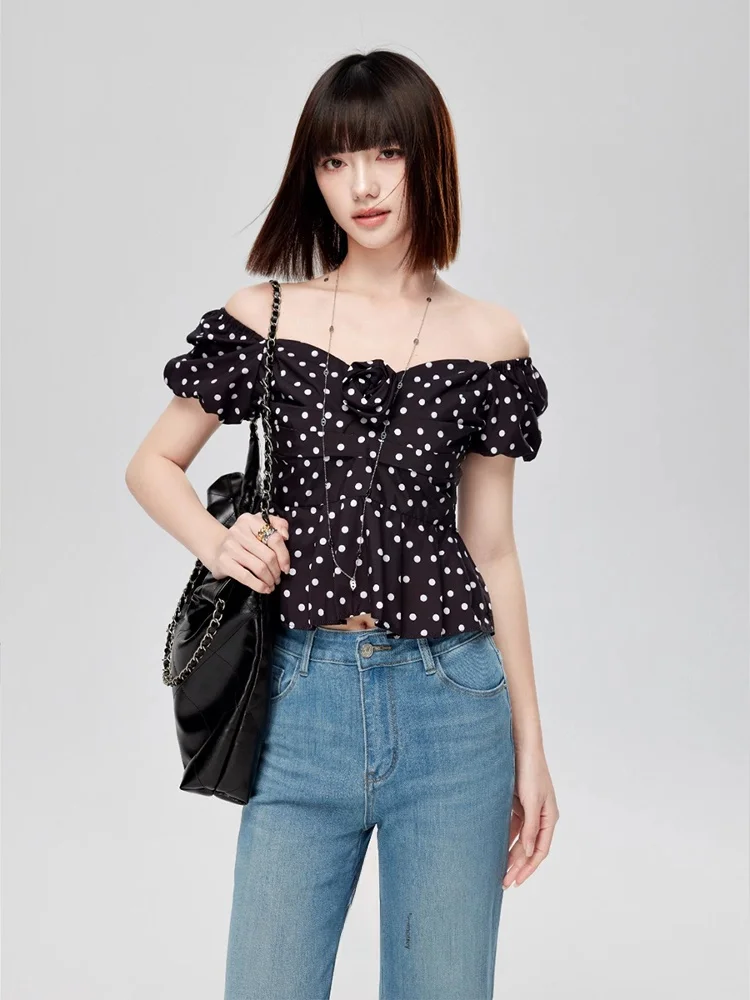 

Женская модная ультратонкая рубашка Ayemorrey Polka Dot Princ Sve с одним рукавом и защитой от ультрафиолета для повседневной носки