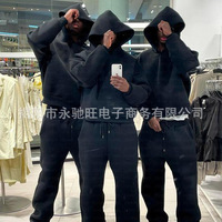 Loose Fit Hoodie And Pants Set Pure Color Casual Sportswear for Couples Hip Hop Style Comfortable Breathable Men's Outfit