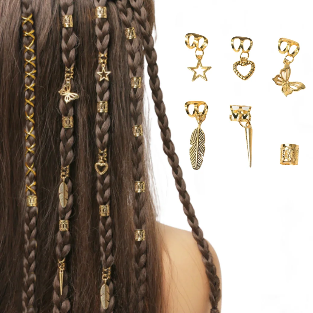 26pcs Dreadlock Hair Rings Adjustable Cuffs Clip Hair Braids Dirty Braids Bead Hairpin hair accessories Headwear for women Girls