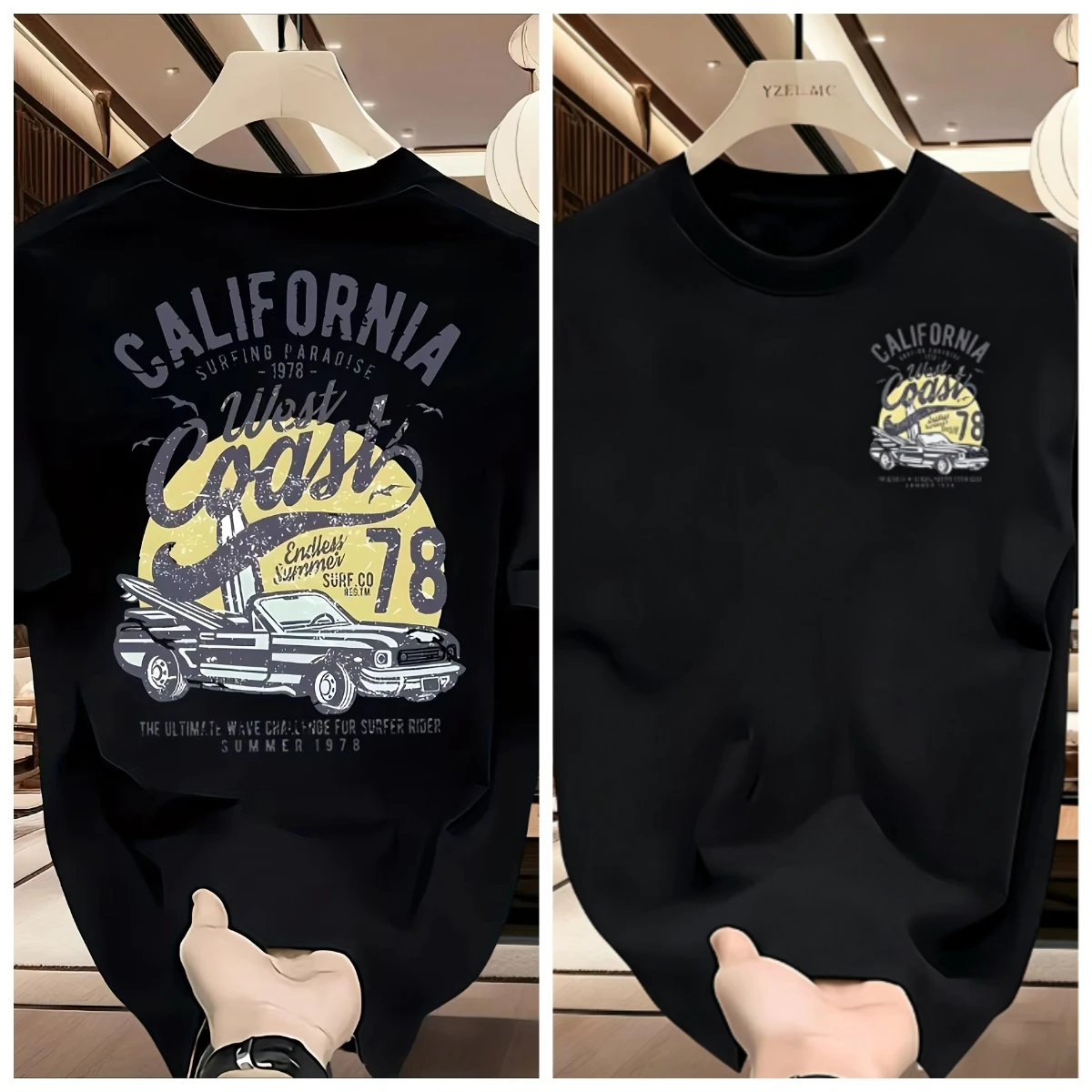 2026Vintage California West Coast Surfing Graphic T Shirt Men Oversized Short Sleeve Tee Retro Surf Paradise 1978 Streetwear