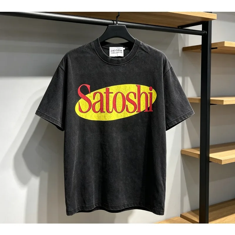 Новая мужская футболка Satoshi Nakamoto, черная, с винтажным принтом логотипа, свободного кроя, повседневная, с короткими рукавами
