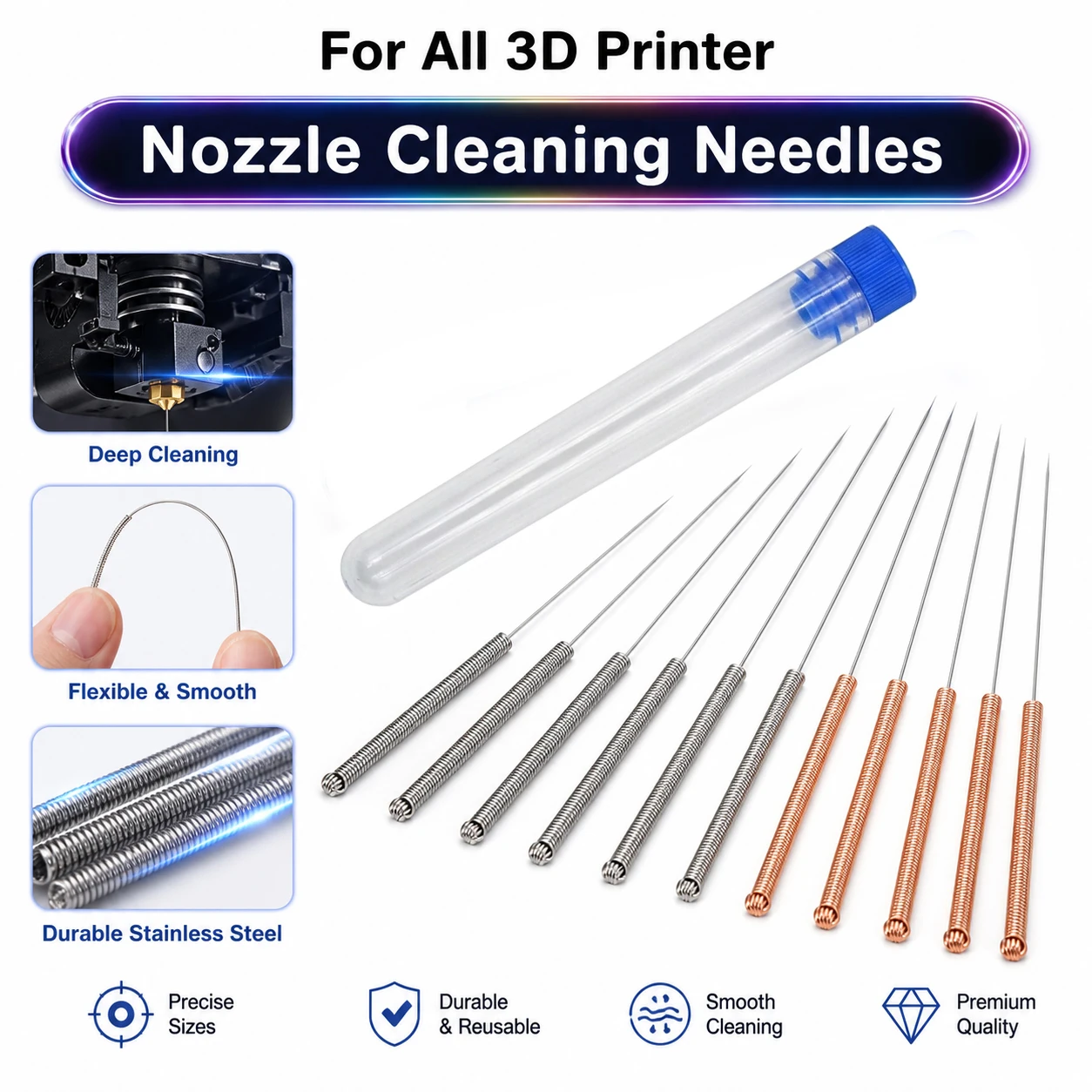 3D Printer Tools Stainless Steel Nozzle Cleaning Needles E3D V6 Nozzle MK8 Nozzle Drills Needle For 3D Printer Ender 3 V2 Parts