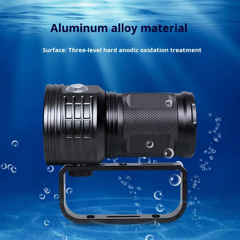 New 500W Photography Light 80m Diving Flashlight Red and Blue Light High Power Underwater 300-500m IP68 USB Rechargeable