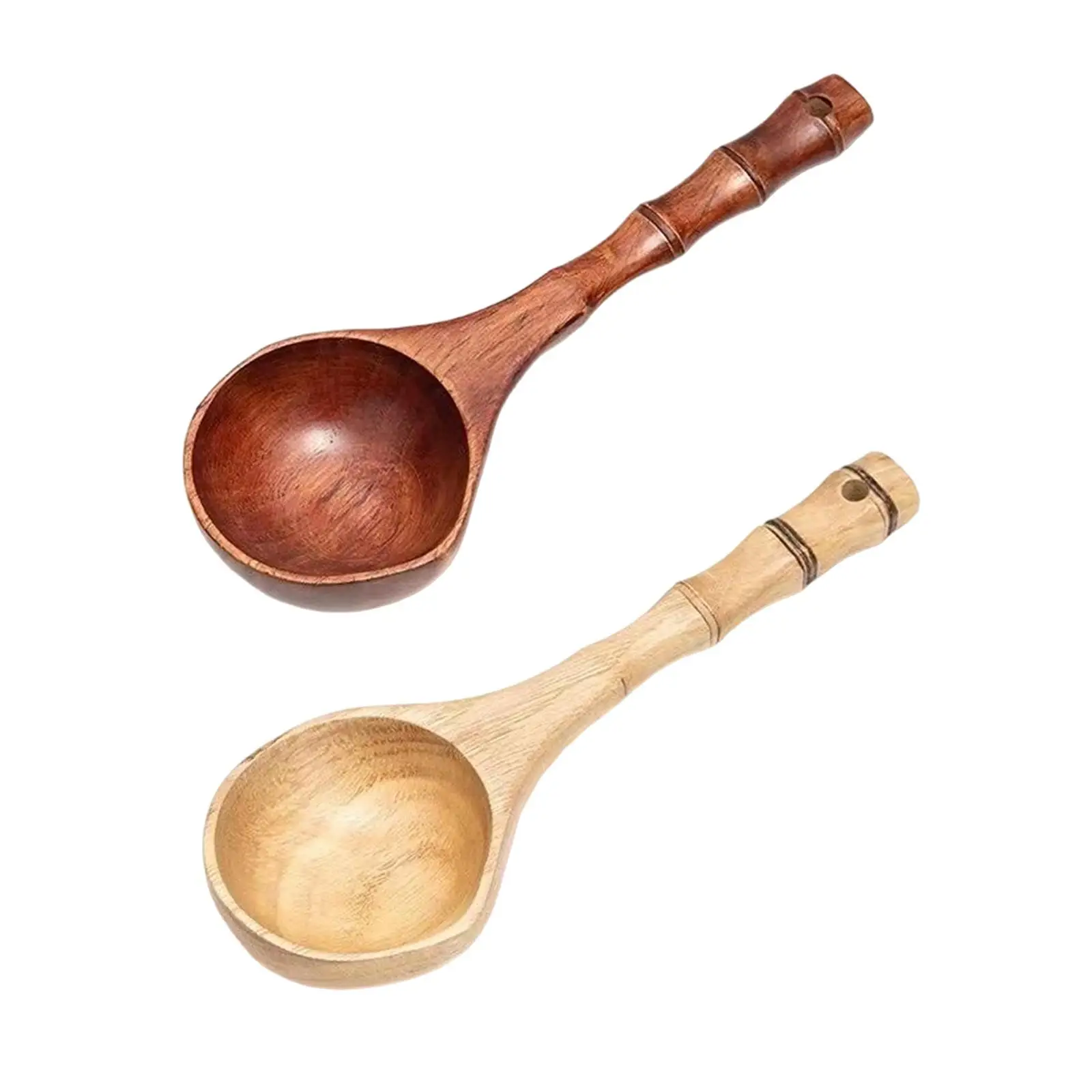 Wooden Ladle Spoon Water Ladle Kitchen Utensil Long Handle Handmade Simple Lightweight Water Dipper for Stirring Cooking
