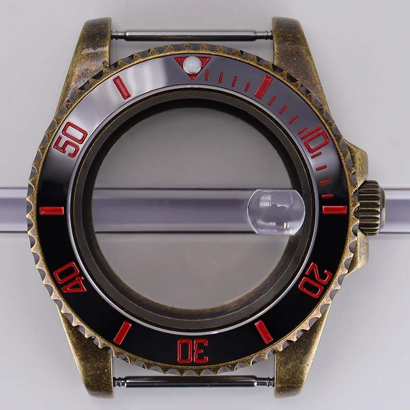 Bronze Retro 40mm NH35 Watch Case Ceramic Bezel 120 Clicks For SUB NH35 NH36 NH34 NH38 NH70 Movements 28.5mm Dial Sapphire Glass