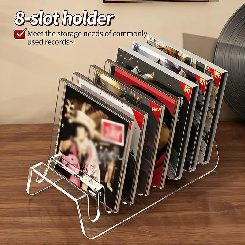 2PCS 6/8Grid Clear Acrylic CD Display Shelf Multifunctional CD Display Organizer For Vinyl Records Cassette Tapes Desktop Storag image 3