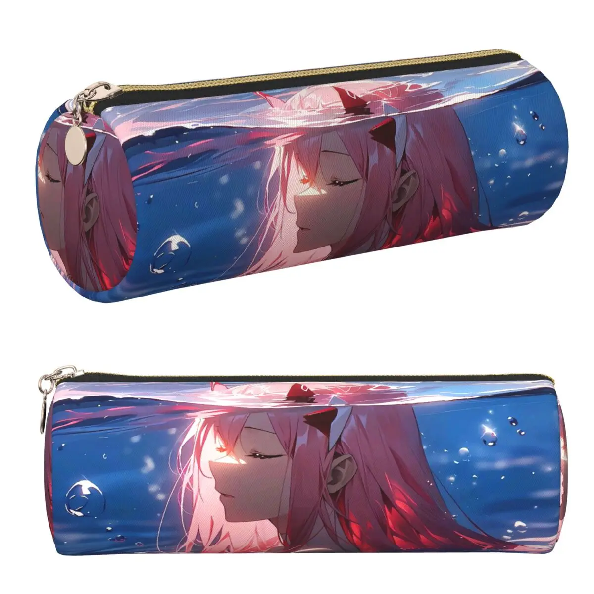 Anime Darling In The FranXX 02 Federmäppchen, Stifthalter, Aufbewahrung von Schreibwaren, großes Fassungsvermögen, Stiftbox, Bleistiftbeutel für Studenten