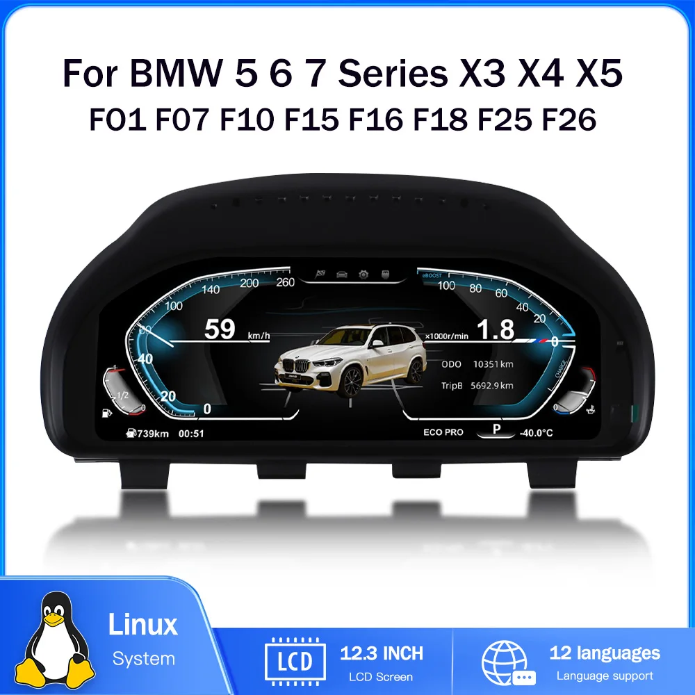 Cluster Digital Dashboard for BMW 5/6/7 Series X3/X4/X5/X6 F01 F07 F10 F15 F16 F18 F25 F26 Odometer,Speedometer,Dashboard,Gauge