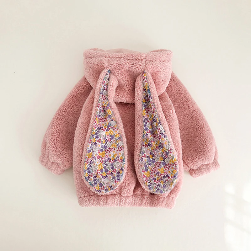 Spring Winter Baby Girls Boys Rabbit Romper Slouchy Zipper Newborn Jumpsuit Hooded Pajamas Baby Boys Plush Homewear Outfits