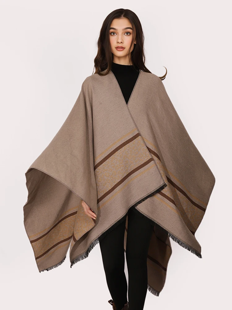 

Autumn Winter Women Scarf Lady Layers Poncho Elegant Leopard Wrap Shawl Scarve Capa Para Mujer Pashmina Cloak Imitation Cashmere
