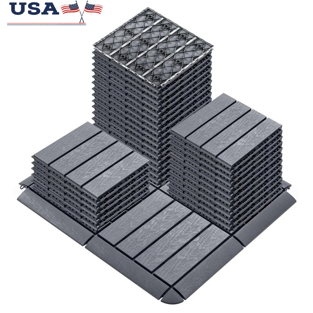 36 Interlocking Deck กระเบื้อง 11.8x11.8in พื้นกลางแจ้งกันน้ํา 24 ชุดขอบ Patio กระเบื้องปูพื้นปลอดภัยรถเข็นและ