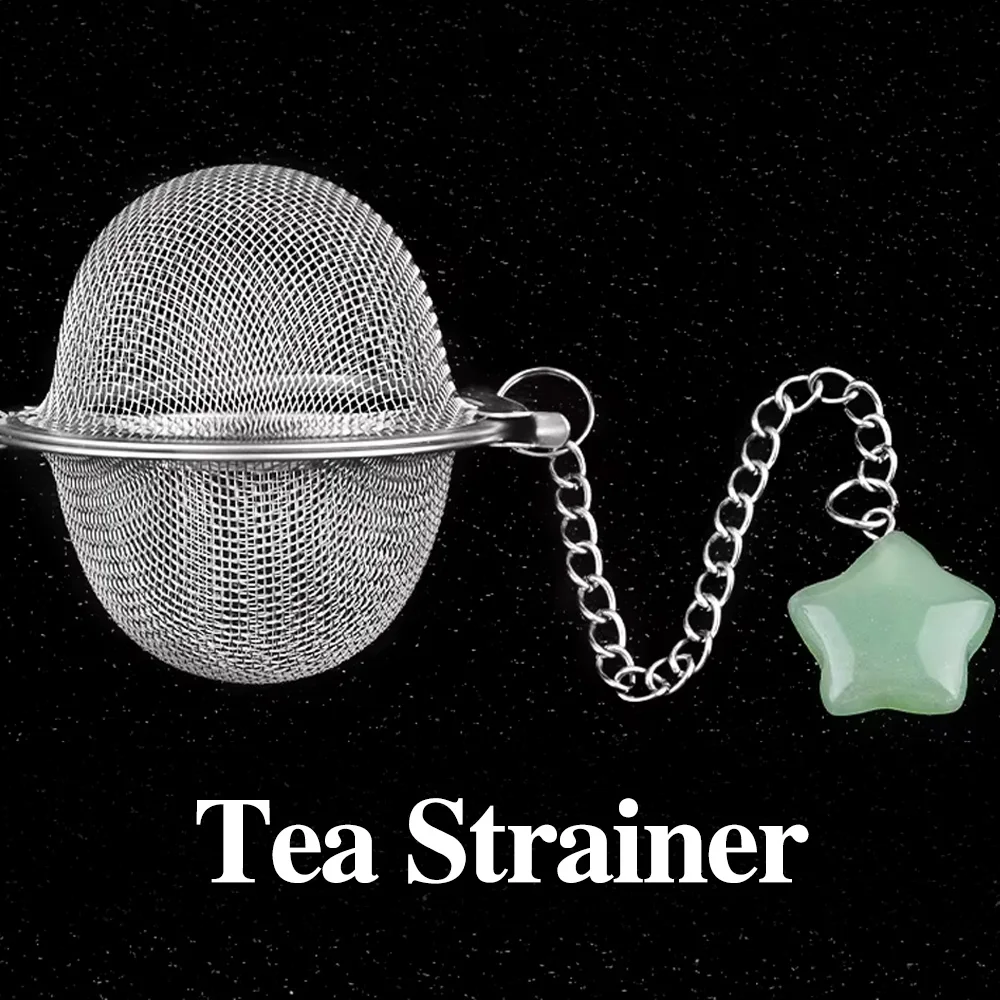 5pcs Natural Stone Tea Strainer Five-pointed Star Green Aventurines Amethyst Tea Strainer for Making DIY Jewerly Accessories