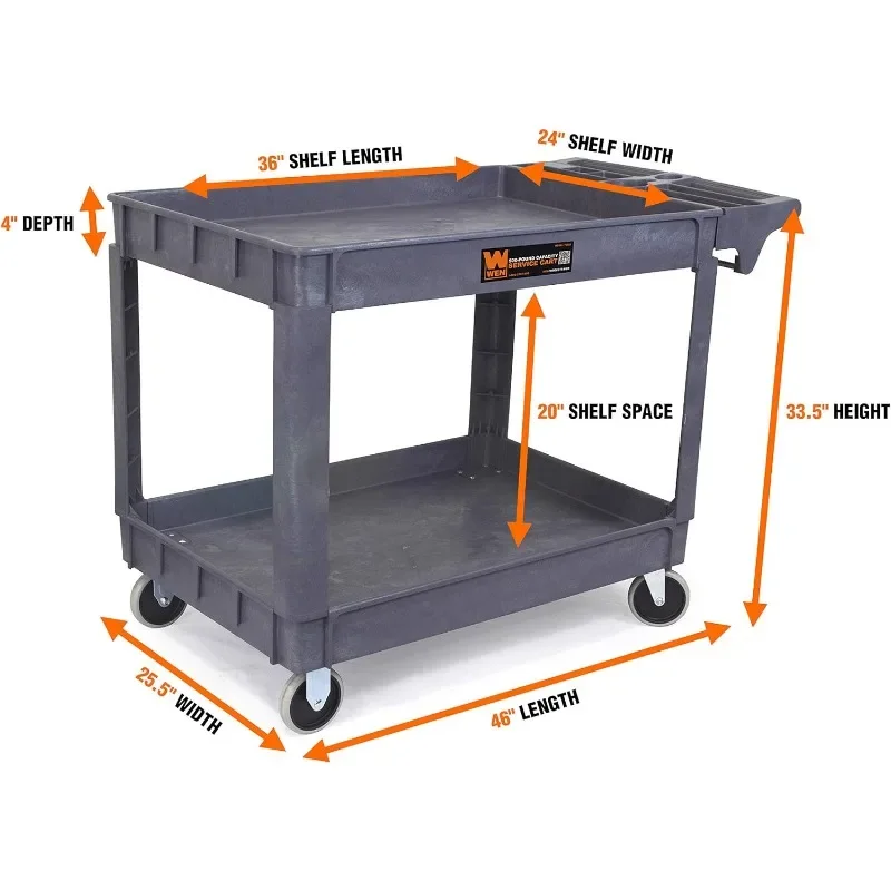 500-Pound Capacity 46 By 25.5-Inch Extra Wide Service Utility Cart