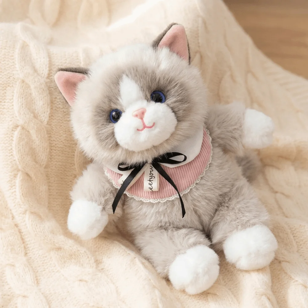 Funny Fur Material Backpack Large Capacity Soft Stuffed Animal Bag Lifelike Fluffy Ragdoll Cat School Bag Girls