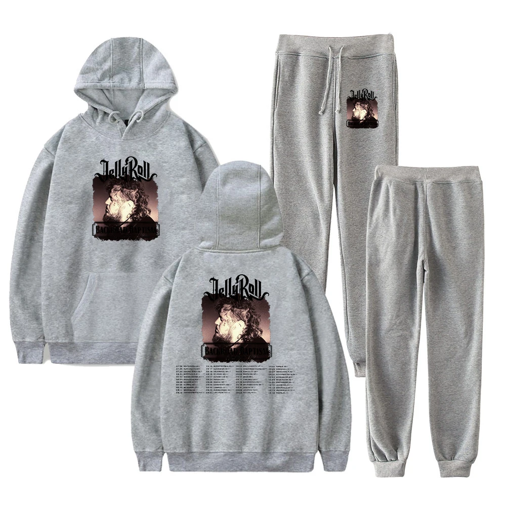 

Jelly Roll Merch 2023 Backroad Baptism Tour Hoodie Jogger Pants Two Piece Set Sweatshirts+Sweatpants Women Men's Set