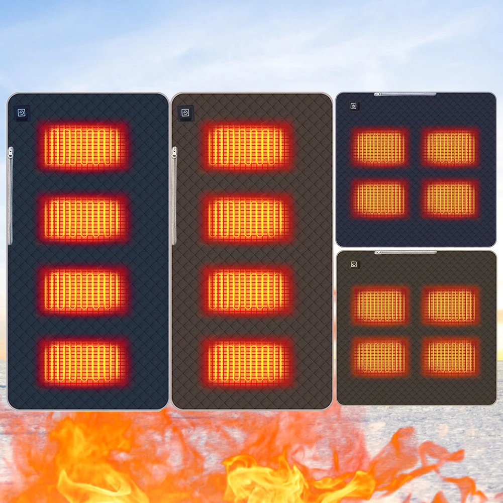 Almofada aquecida para cadeira de acampamento, 4 áreas aquecidas, 3 temperaturas ajustáveis, almofada tipo c/carregamento usb para viagens ao ar livre