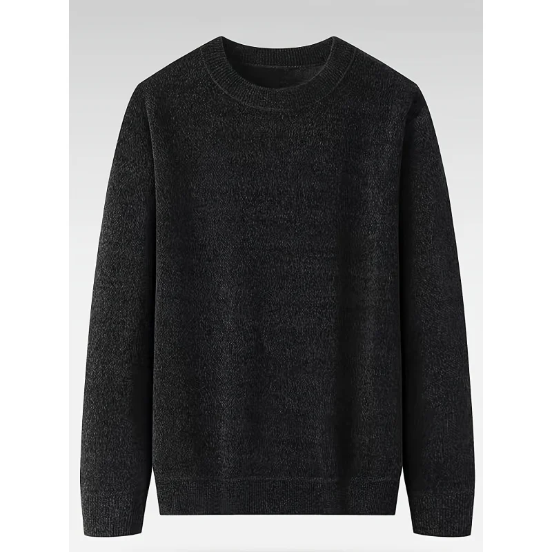 Men's Comfortable Fleece Lined Sweater - Autumn and Winter Leisure round Neck Pullover，Machine Washable