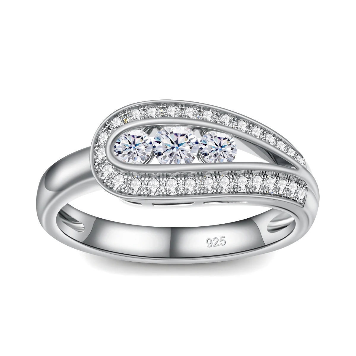 Mit Zertifikat Wassertropfen-Moissanit-Ring für Frauen 100% Diamanttester-geprüft Glänzender Silberschmuck Handgefertigtes Hochzeitsgeschenk Trend – Detail 6