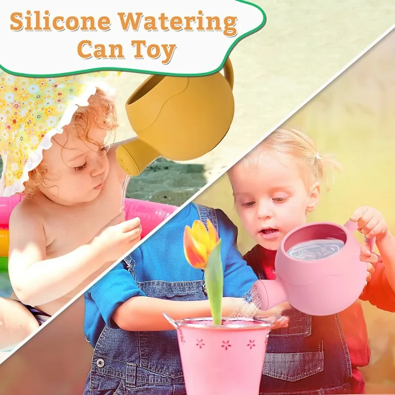 Regadera con aspersor, bonito jardín de dibujos animados para niños, botella de flores de silicona para el hogar, juguete de baño con pulverizador para playa, educación temprana