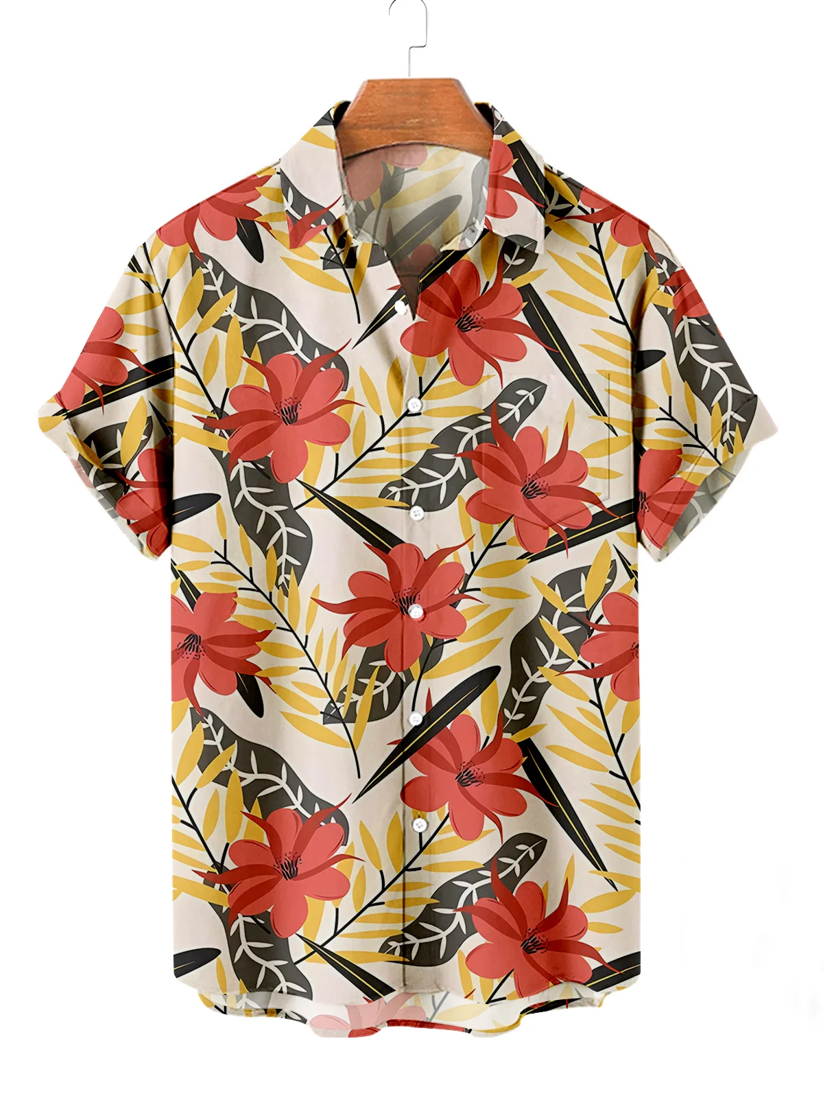 Summer Men\'s Flower Hawaiian Shirts Casual Vacation Short Sleeved Shirts Collar Button Up Shirt Fashion Steetwear For Mens