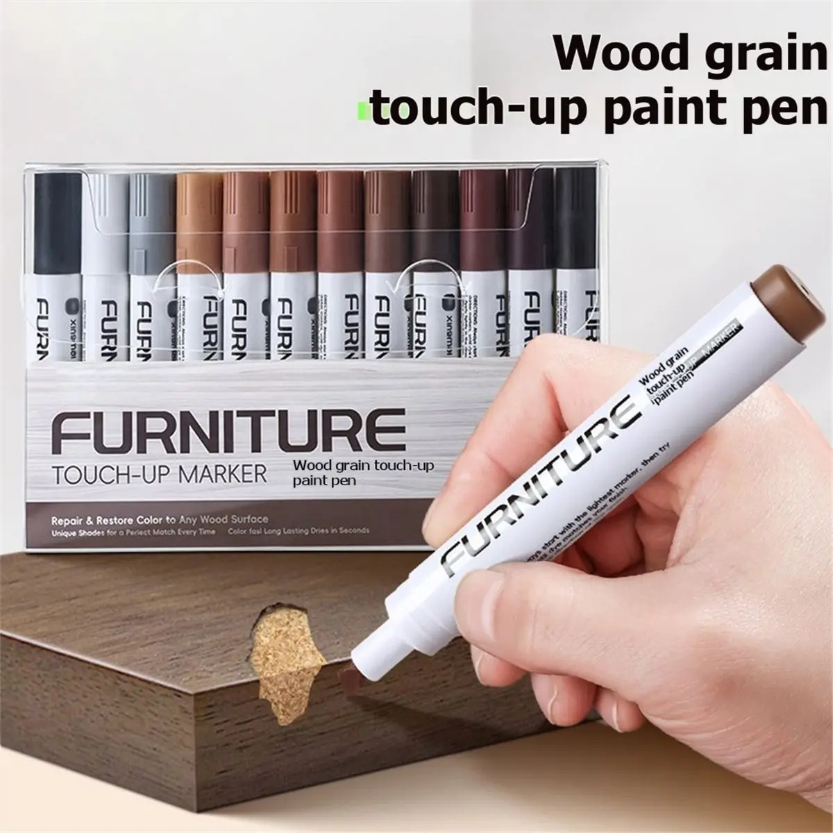 TODAY@BUY@~ 12-Color Furniture Repair Kit Marker Pen Filling Stick Wood Composite Texture Paint Repair Pen Scratch Repair Patch