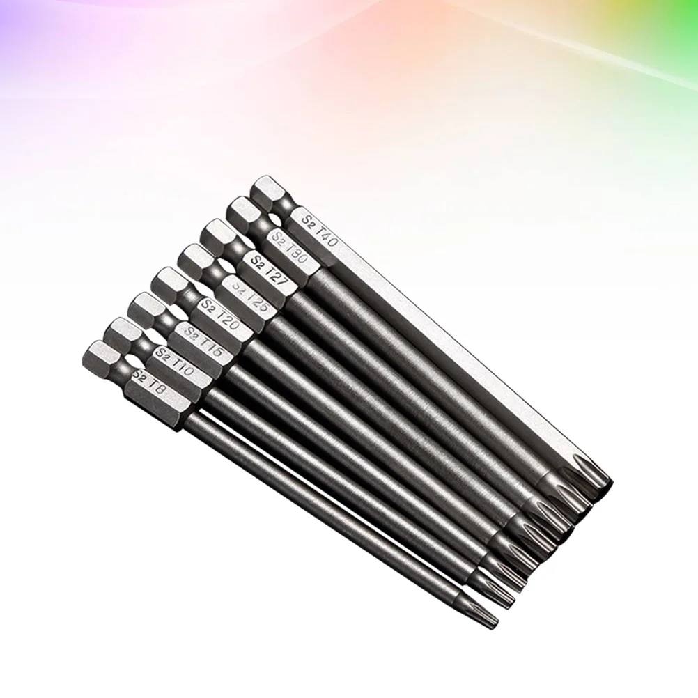 

8Pcs Magnetic Bit Set S2 Steel Hex Drive 4 Inch Length -T40 Security Screwdriver Bits for Electric Manual Drill Tools