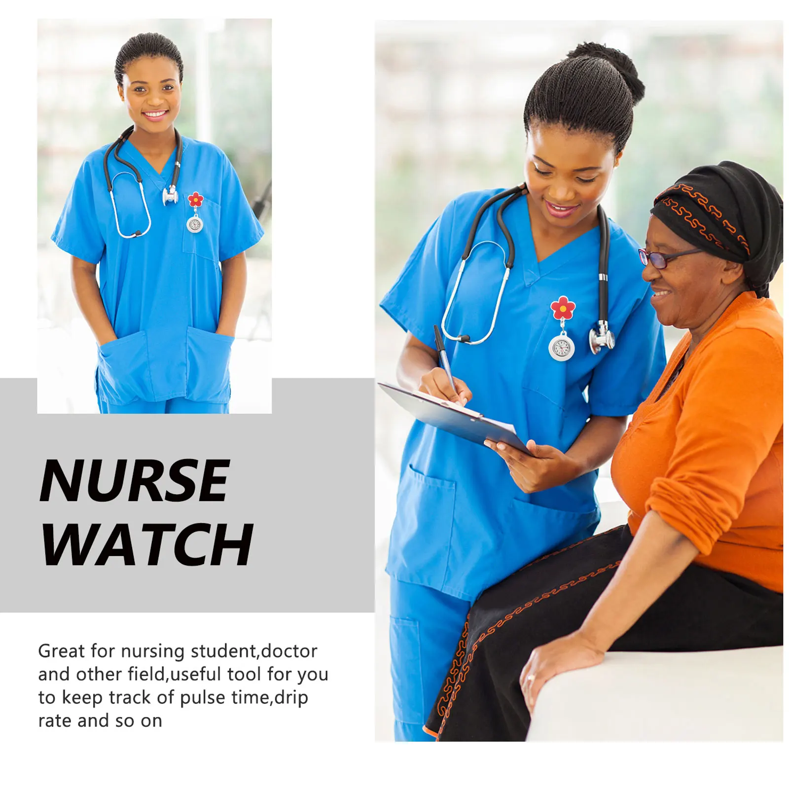 Quality Zinc-Alloy Nurse Pocket Watch Electronic Clip Watch Stylish Cartoon Design Portable Accurate