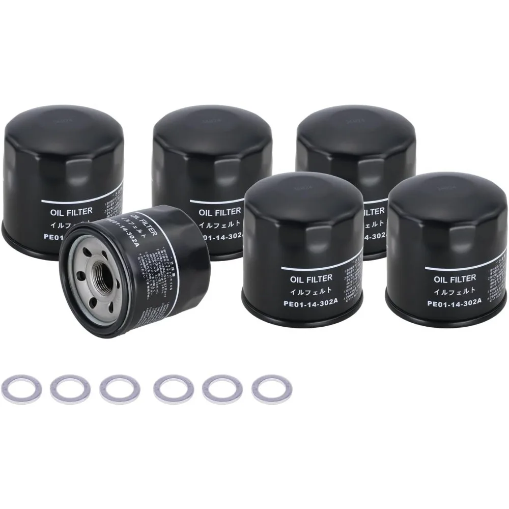 

Engine Oil Filter with Drain Plug Gasket Replacement for Mazda 3 6 CX Series MX5 Miata Set of 6