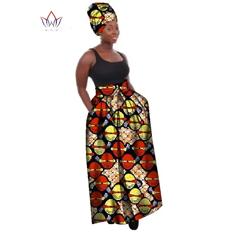 African Clothes for Women Long African Print Skirt Maxi Skirts Ankle-Length Skirt Plus Size Women Clothing 6XL BRW WY268