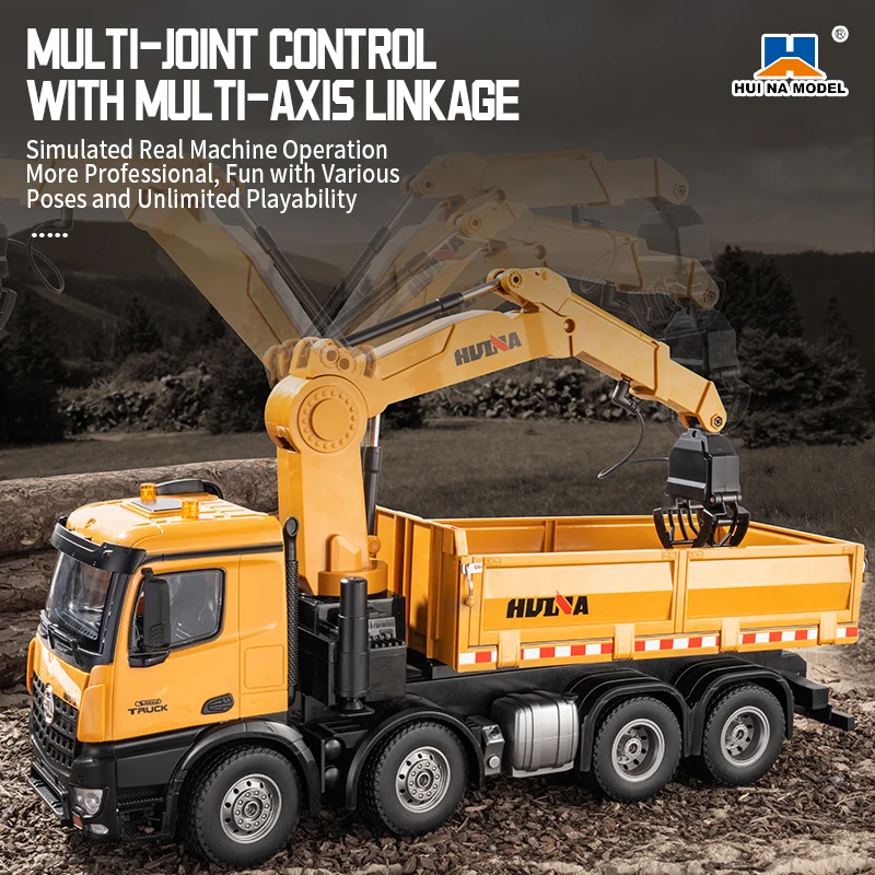 HUINA 1/14 1538 26CH RC Semi-legering Afstandsbediening Met Houtgrijper Dump Techniek Truck Model Speelgoed kinderen Verjaardagscadeau