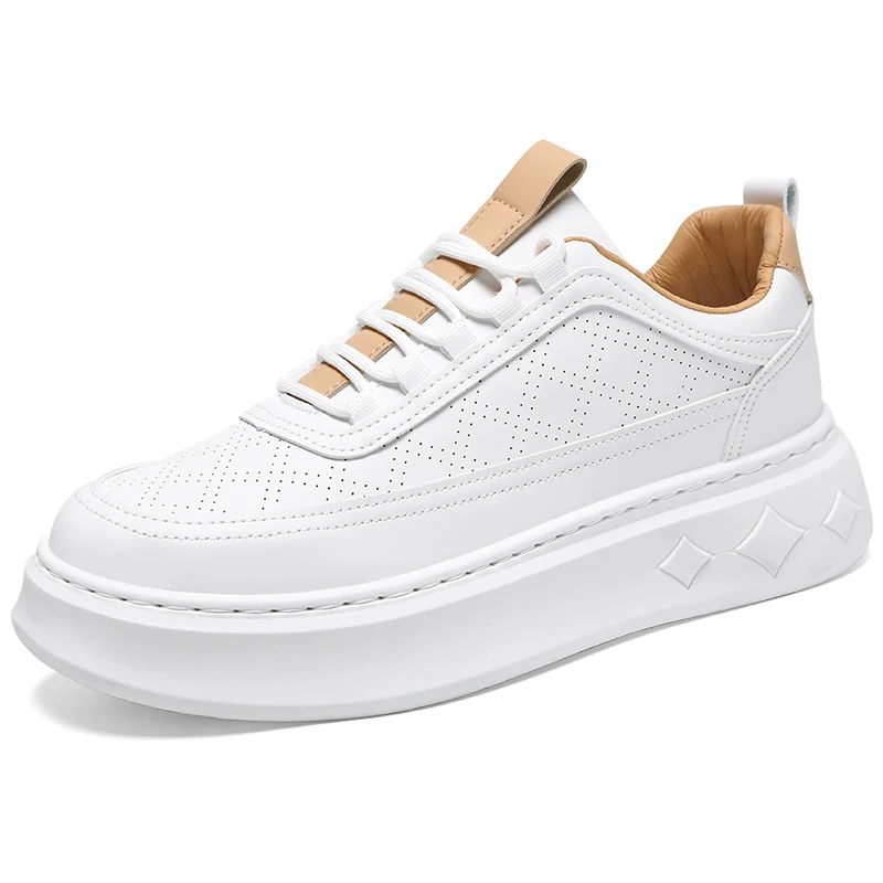 

Fashion White Men Casual Sneakers Outdoor Platform Runing Shoes Breathable Men Sport Shoes Light Walking Shoes Heightening Shoes
