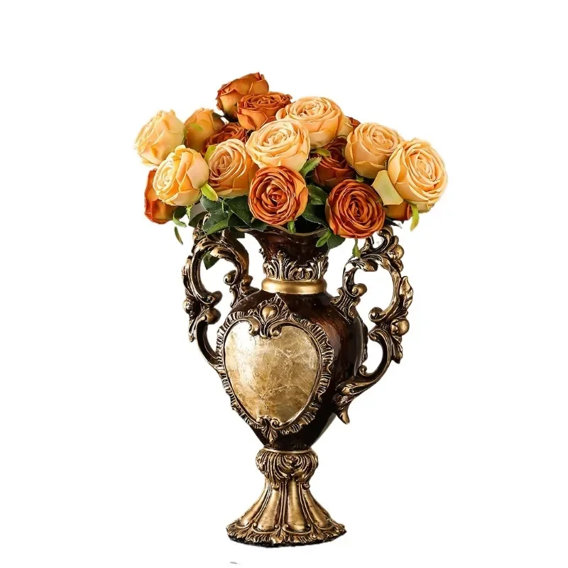 

European luxury vase creative living room American retro coffee table TV cabinet large flower arrangement dried flower dining ta