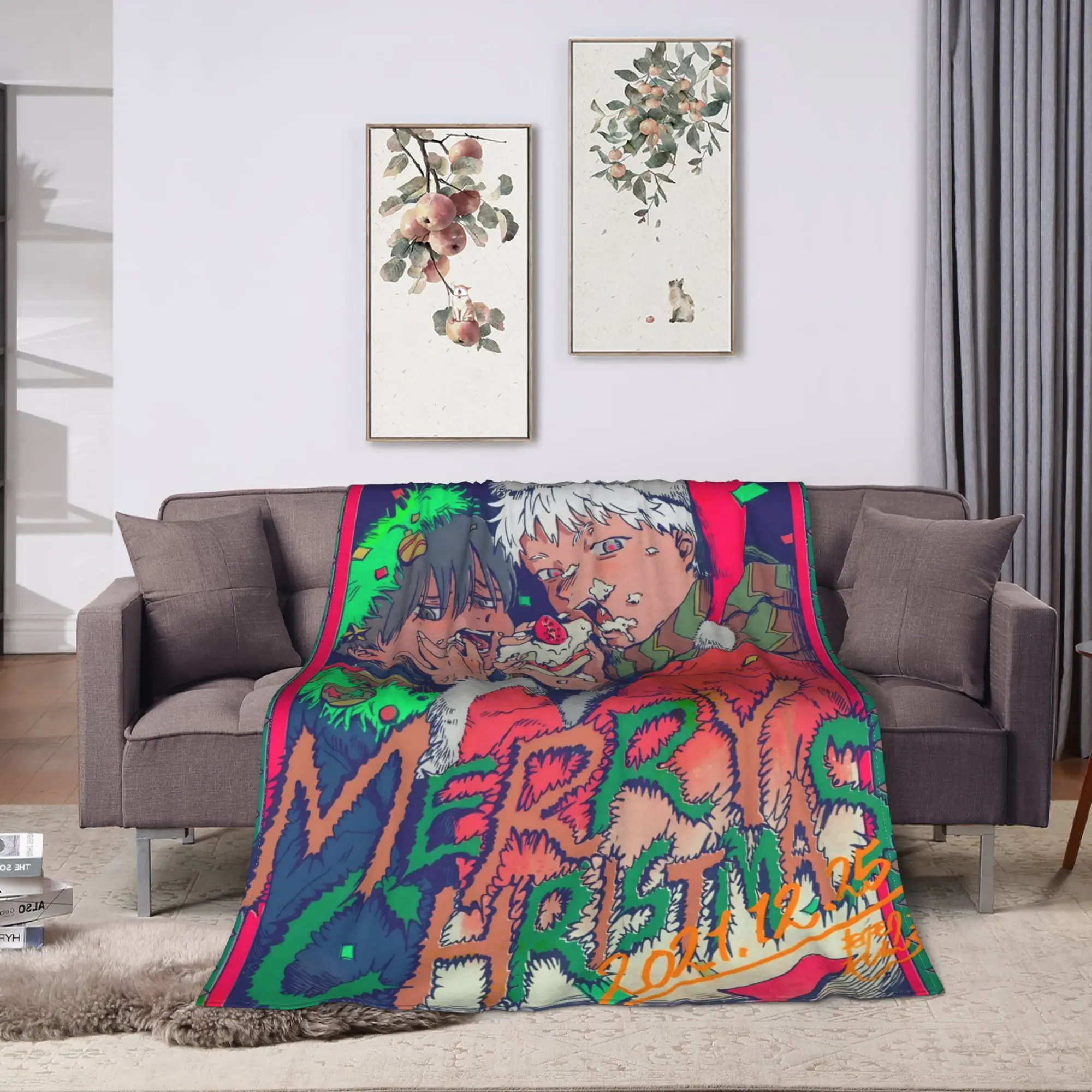 Merry Grinchmas The Summer Hikaru Died Blanket  Travel Office Flannel Throw Blanket For Couch Chair Super Warm Bedspread Gift