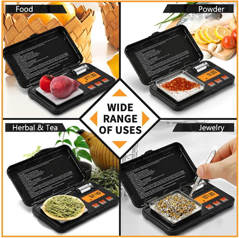 مقياس رقمي صغير 200 جرام/0.01 جرام 50 جرام/0.001 جرام مقياس إلكتروني عالي الدقة للجيب ميزان ميزان ميزان للمجوهرات لوزن الطعام #4