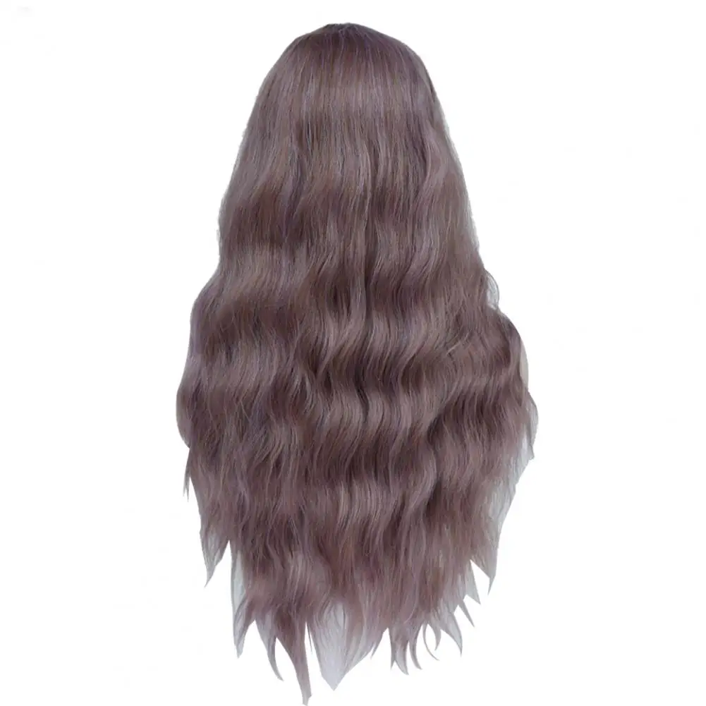 Wig With Bangs Long Curly High Temperature Fiber Hair Brown Synthetic Wigs With Bang Long Natural Wavy Hair Wig Heat Resistant