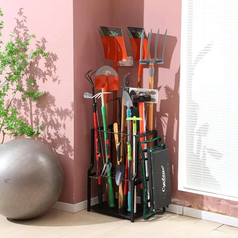 Garden Tool Organizer Heavy Duty,Yard Tool Tower Rack,Garage Storage Organization for Long Handle Tools,Rake,Brooms