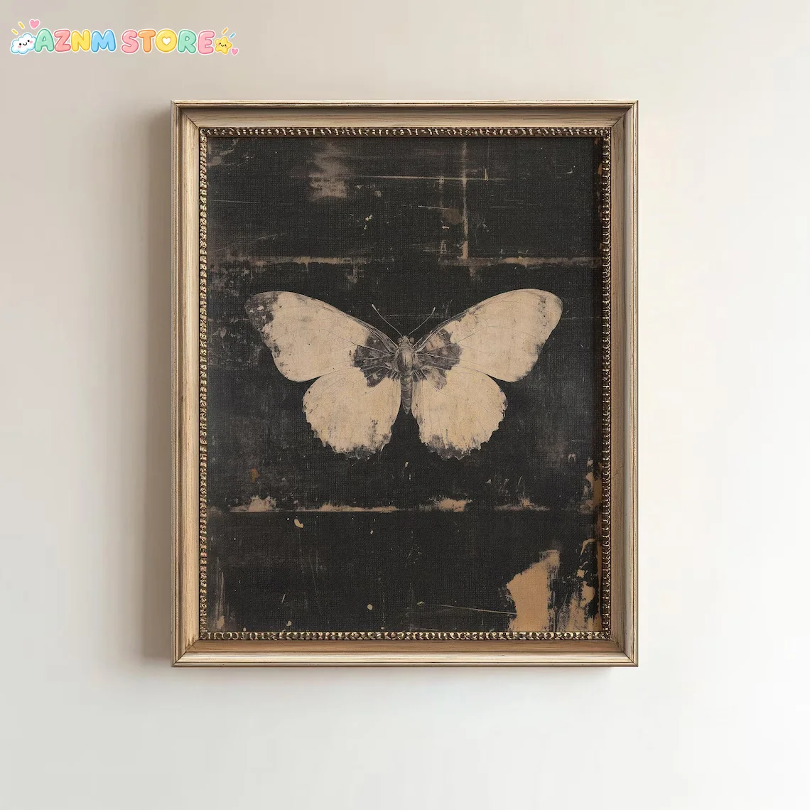 2027,  1pc Wall Decoration Featuring Vintage Posters, a Rustic Butterfly Design, an Aged Botanical Print, And a Dark, Moody N