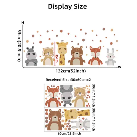 Boho Söt Giraff Björn Djur Prickar Väggdekaler Barnrum Vinyl Barnväggdekaler för Baby Barnrum Heminredning 10 best sales tapet för babyrummet - №10