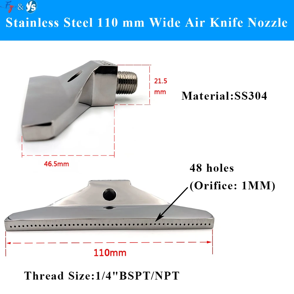 

1/4” 110mm 48 Holes Widened Type Stainless Steel Air Nozzle High impact 48 Holes Air Cleaning Spray Nozzle Air Blowing Nozzle