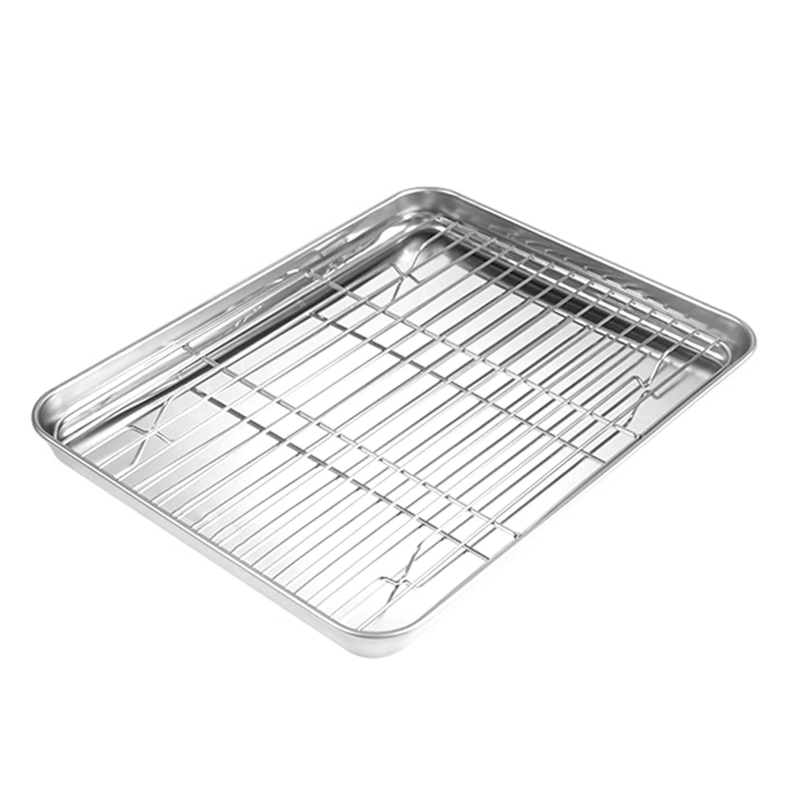 

1 Set Display Barbecue Sprinkling Plate Dessert Cooling Tray Stainless Steel Baking Pan Multi-Function Draining Rack Bbq