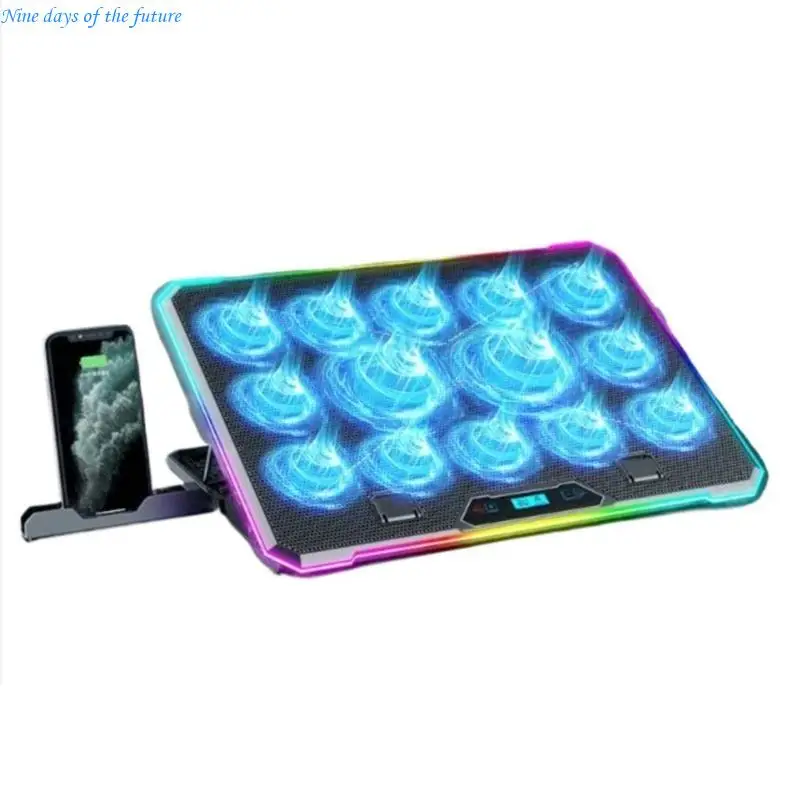 Laptop Coolers Pad with 13 Light Fan, Quiet Operation for 14-21Inch Devices, 8Height Setting Laptop Cooling Pad E65A