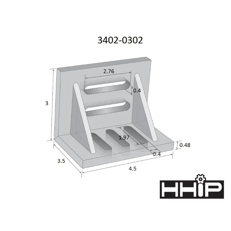 Placa angular ranurada, 0302 3402-, 4-1/2 "x 3-1/2" x 3 ", Webbed