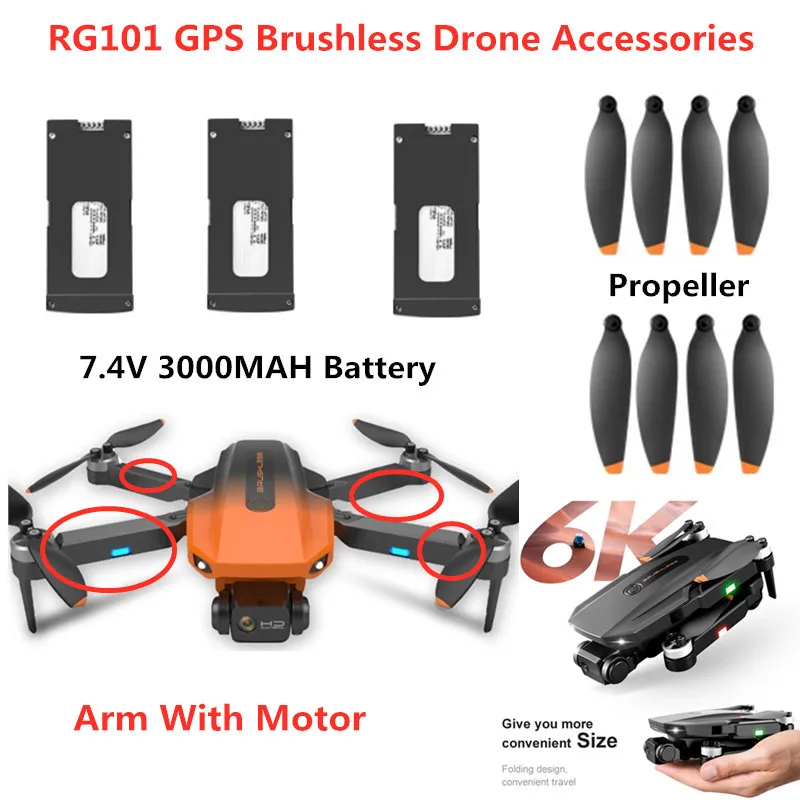RG101 Drone 7.4V 3000mA Battery Propeller For RG101 GPS RC Drone Accessories Parts RG101 GPS RC Drone Battery Blade
