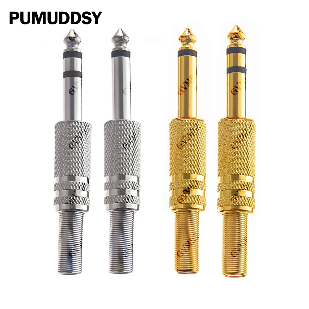 2PCS 6.5mm/6.35mm Stereo Metal Microphone jack plug-in Audio Connector 6.35 Mono Amplifier Plug for KTV 6.35mm 6.5mm 2Pole
