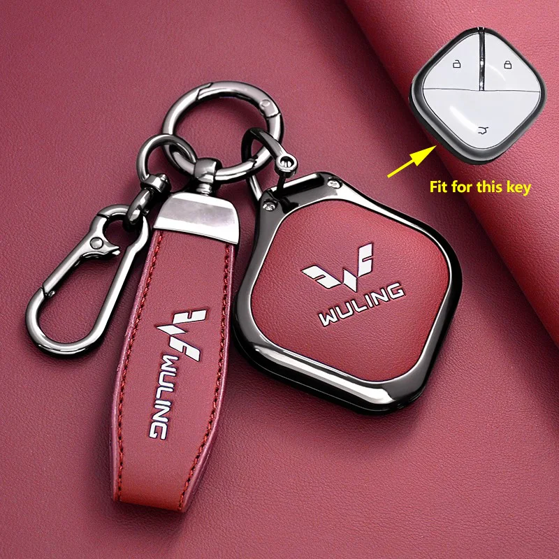 Zinc Alloy Car Key Case Cover Shell for SGMW Wuling BINGO Airev 2023 Baojun Kiwi EV Keychain Remote Cover Shell Fob Accessories