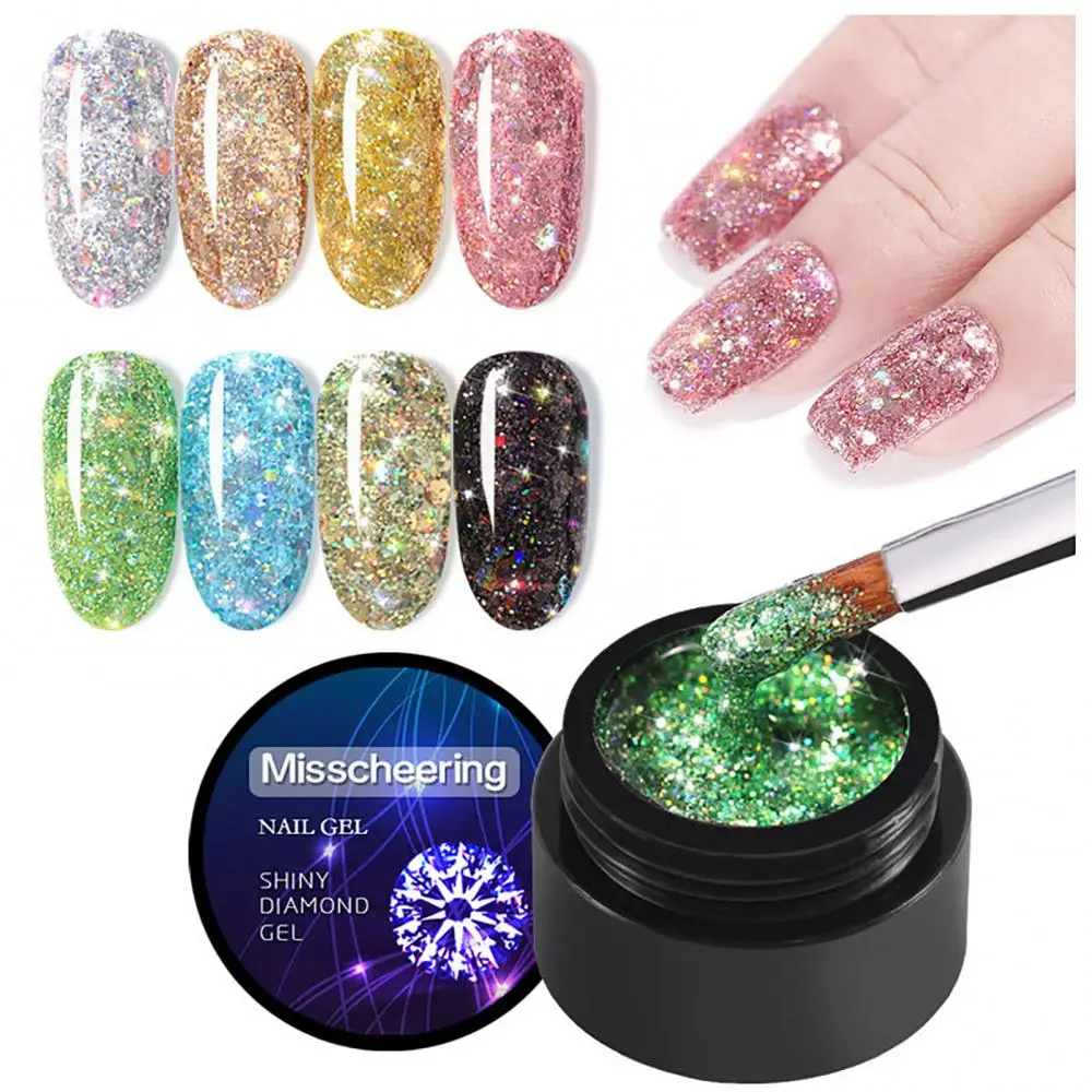 Nail Art Gel com Sequin Glue Polish, unhas UV, verniz Glitter, luxo, cor estrelada, laca, Bright, Glitter, Art, 5ml