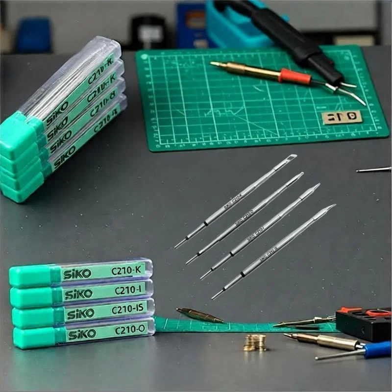 

SIKO C210 Series Soldering Tips 4PCS for T210 Handle BGA Rework Mobile Phone Motherboard Repair Curved Straight Round Knife Head