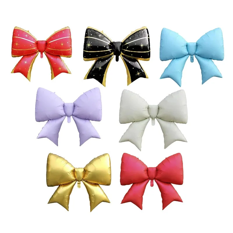 Globos de aluminio de 38 pulgadas con lazos, globos de decoración para fiestas en rosa, azul, rojo y dorado, perfectos para diversos eventos temáticos, celebraciones, actividades de regreso a clases, bodas, fiestas de cumpleaños, fiestas en el jardín, tem