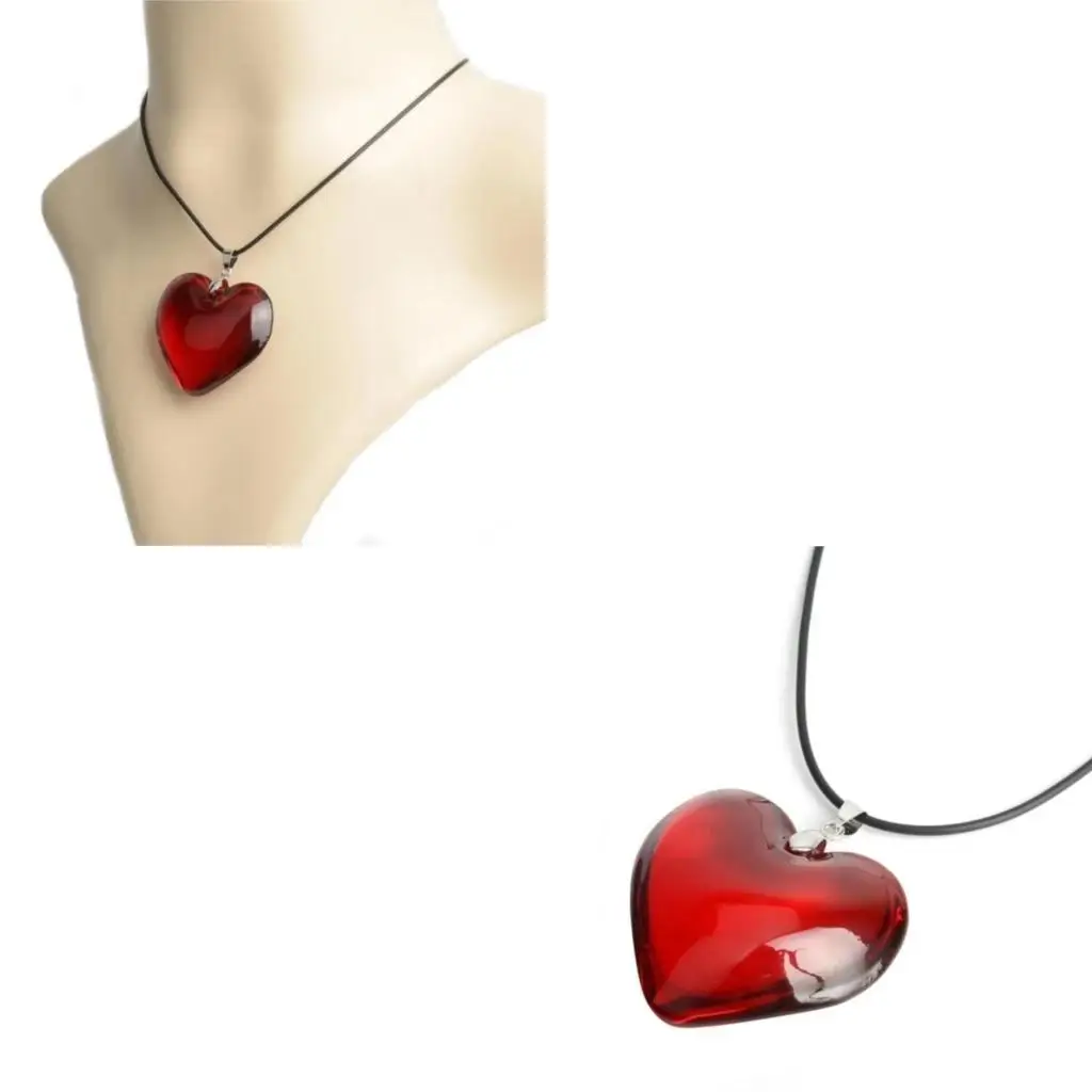 

31BB Стеклянное Сердце Кулон Ожерелье Красочное Сердце Кулон Черная Веревка Ожерелье Ювелирные Изделия Цепь Ключицы для Женщин